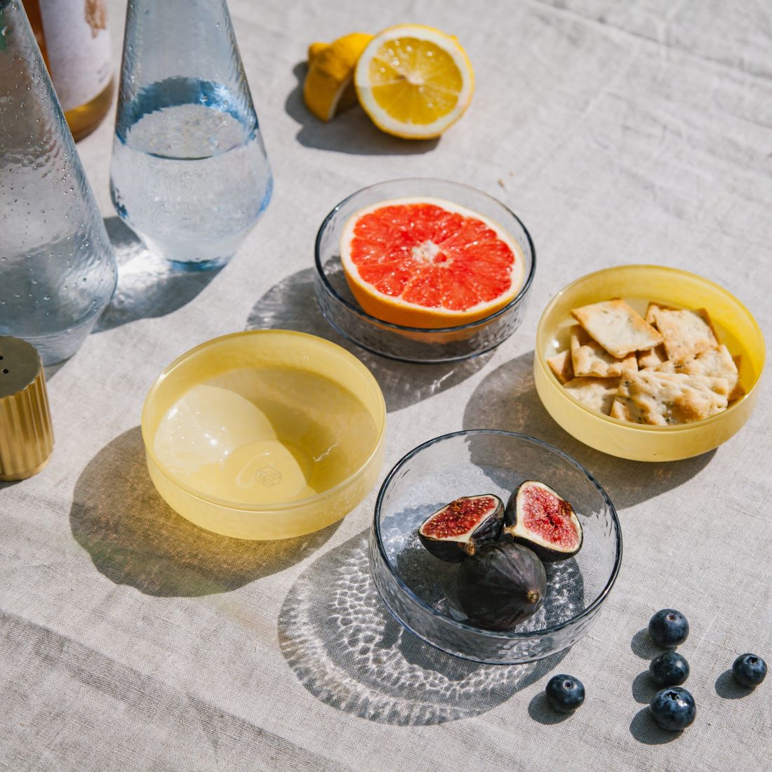 Schaaltje Claude | set van 4 | blauw / topaas