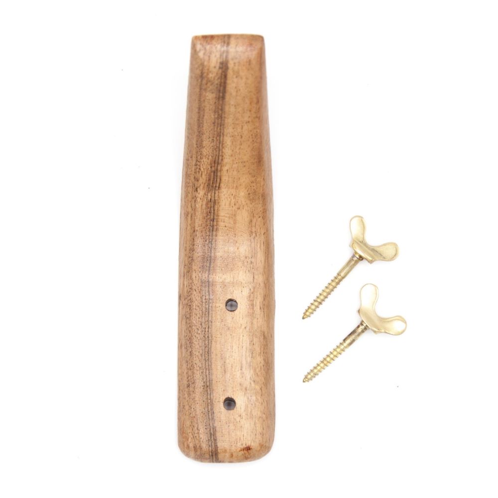 Kapstokhaak hout en messing | Wandhaak