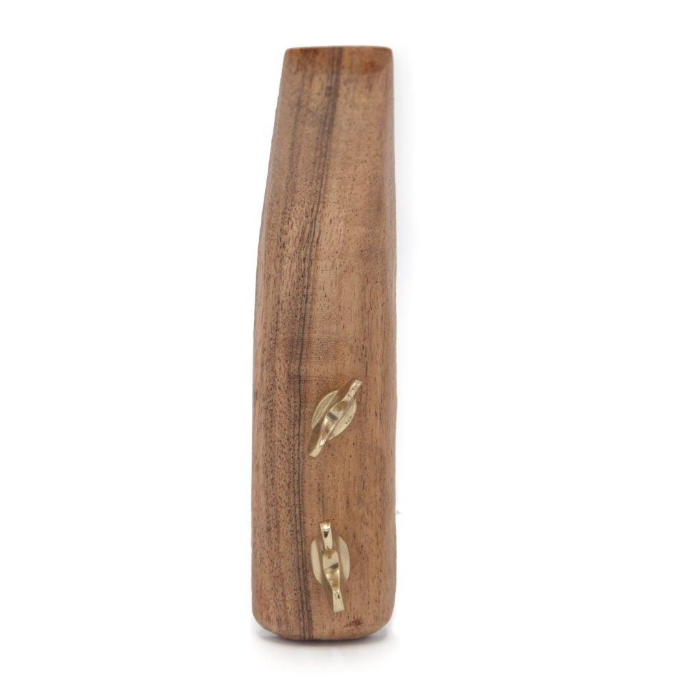 Kapstokhaak hout en messing | Wandhaak