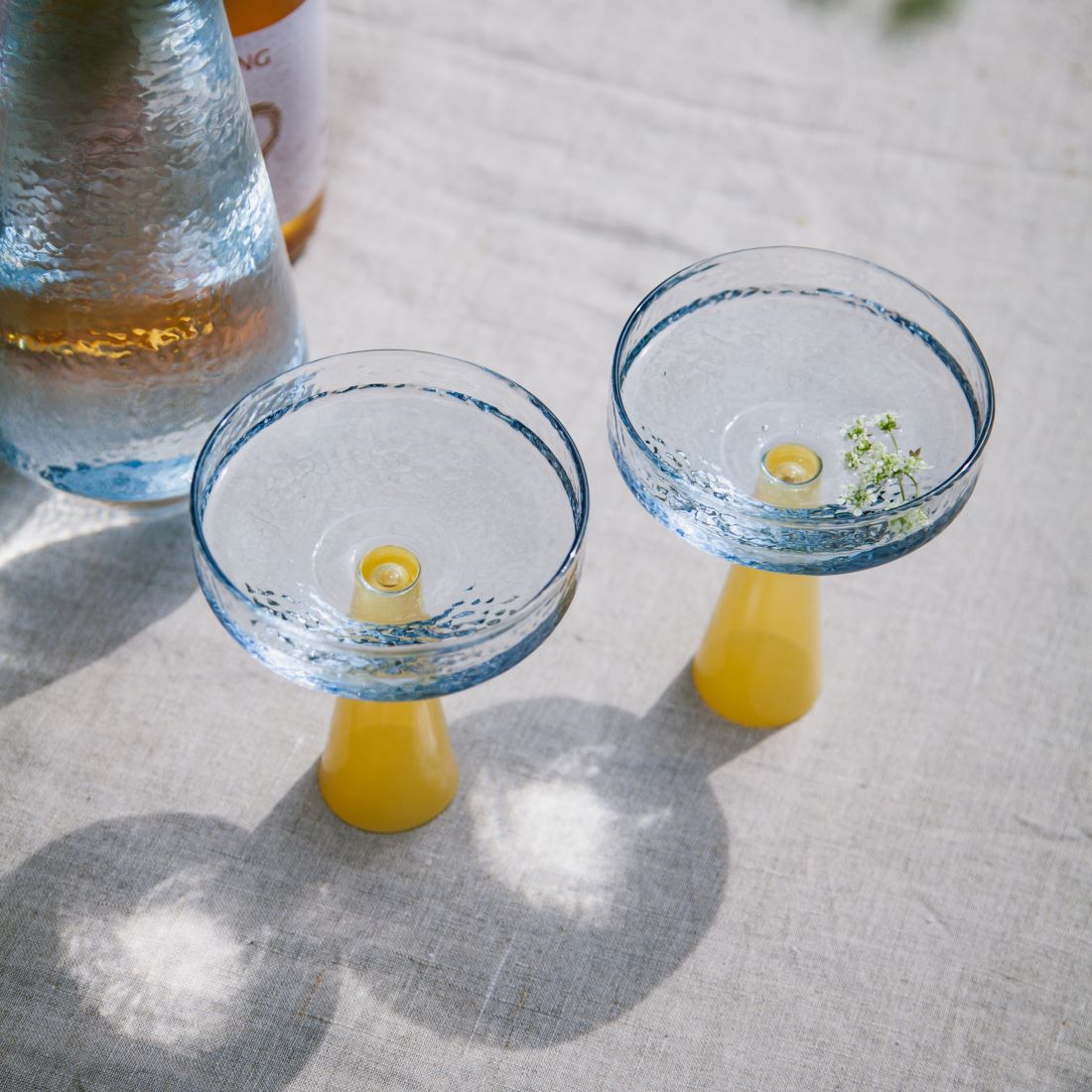 Champagne Coupe Claude | set van 2 | blauw/topaas