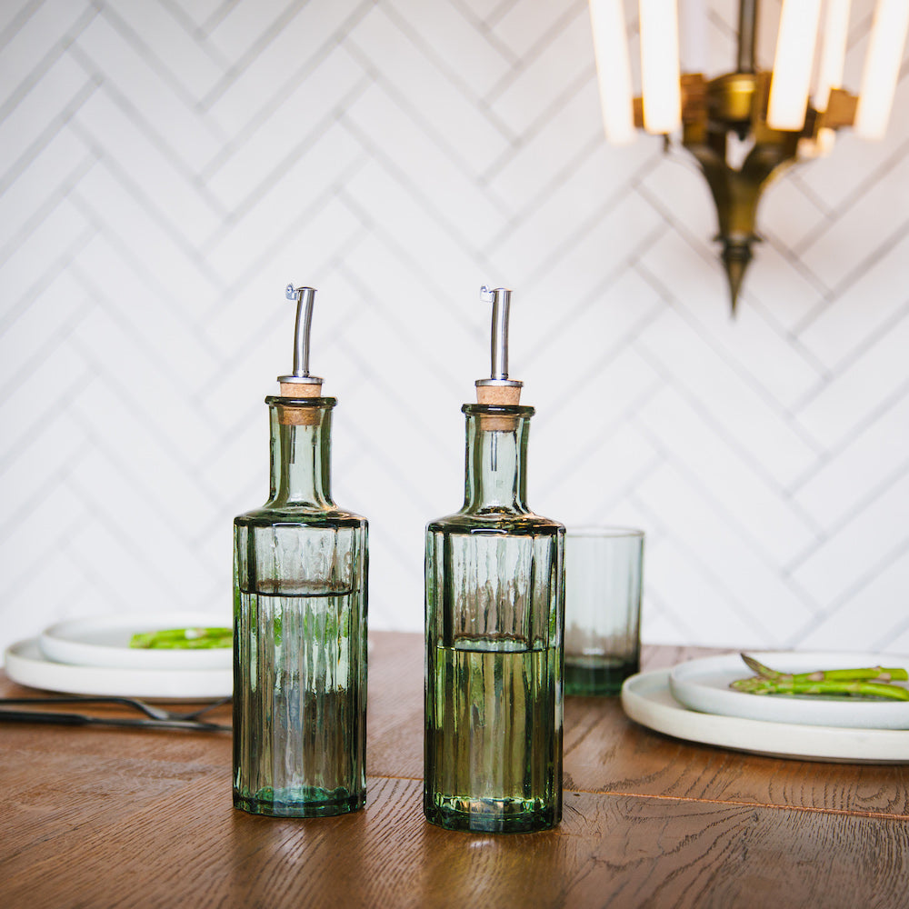 Oil and Vinegar Set Reed | Oil Bottle | 30 CL | Smoke Green