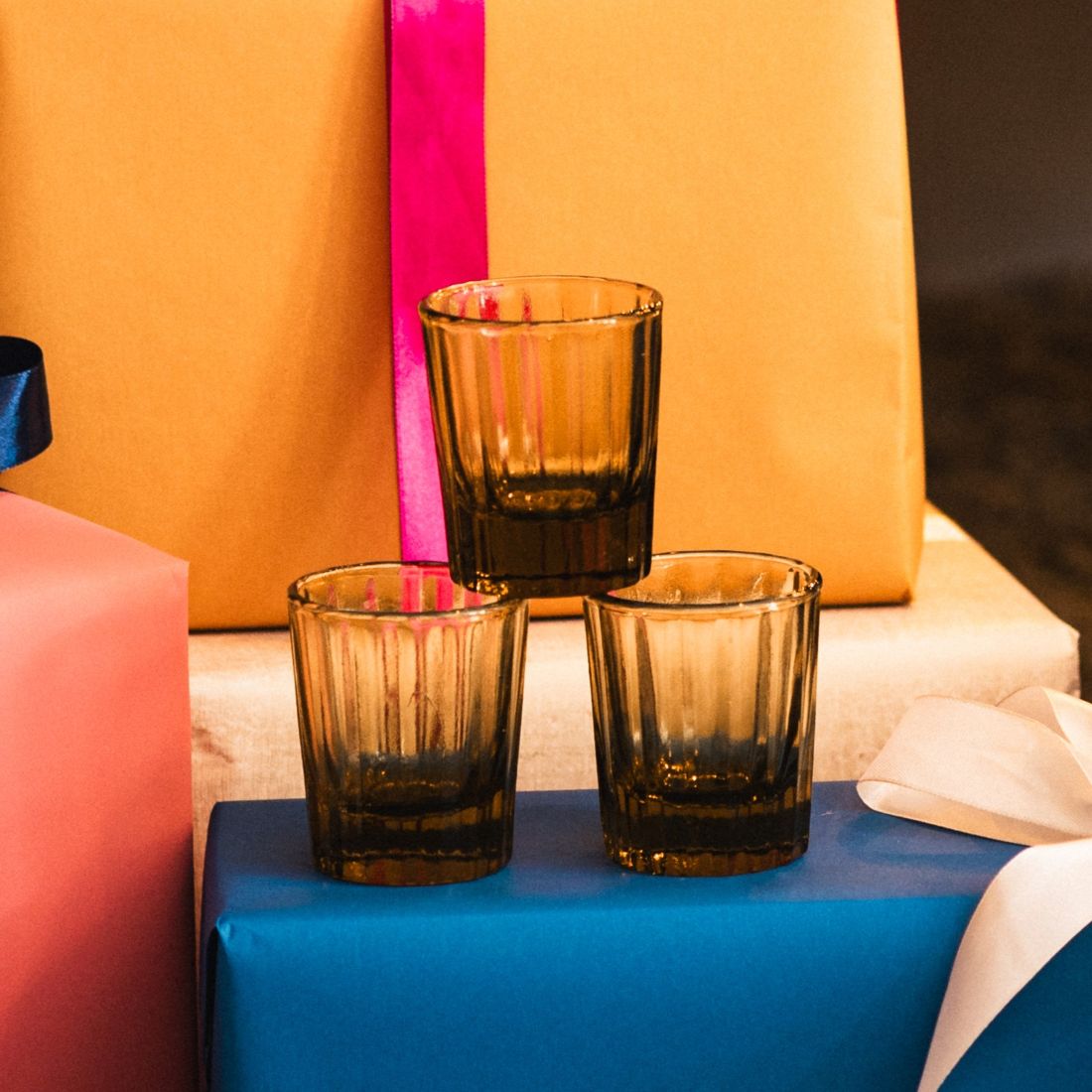 Espressoglas Reed | Set van 6 | 7 CL | amber