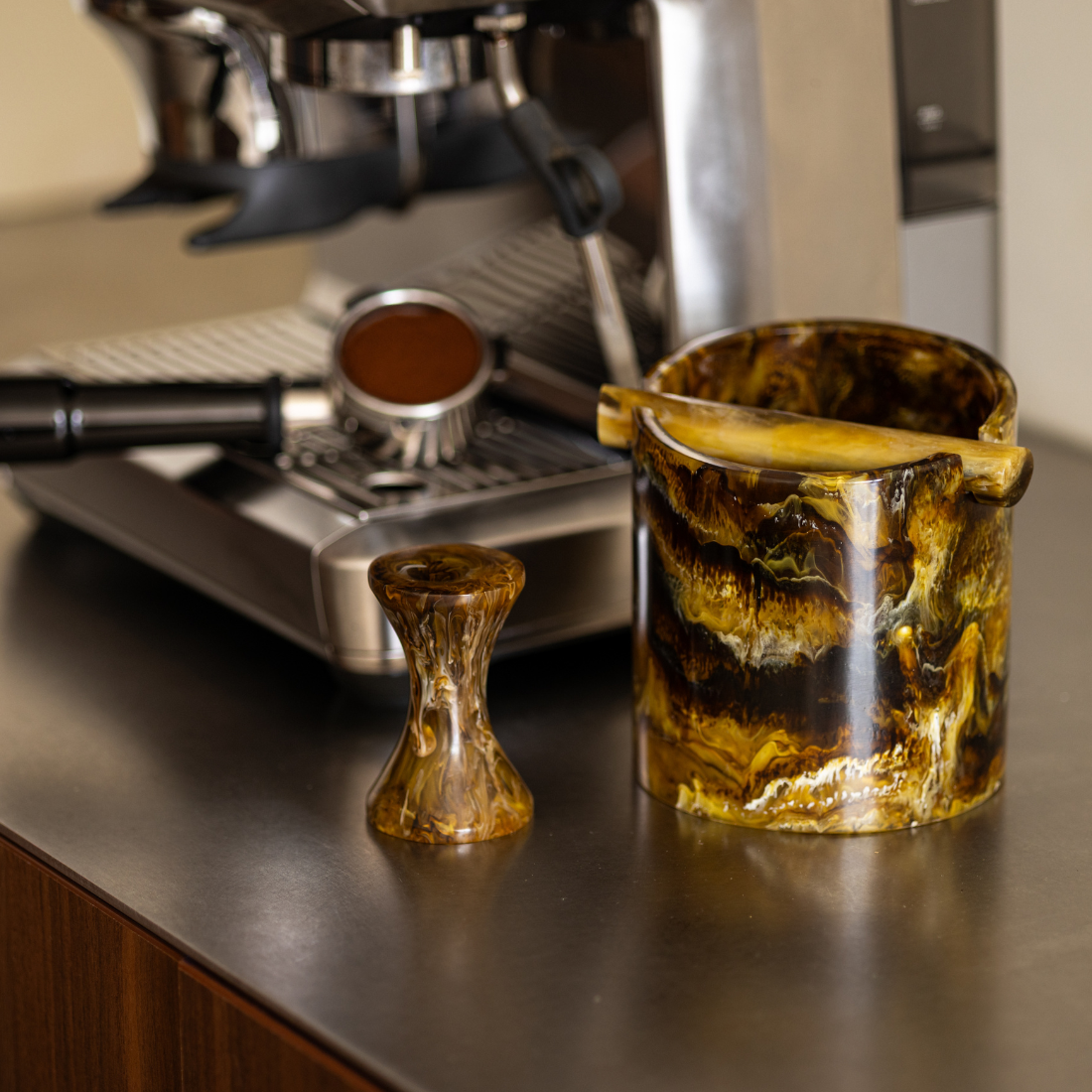 Espresso Tamper + Uitklopbak | Pavone | Tijger